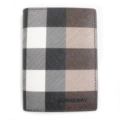 未使用品□BURBERRY/バーバリー ノバチェック柄 ロゴ入り PVC×レザー カードケース/名刺入れ ブラック×ブラウン×ホワイト メンズ◎のサムネイル