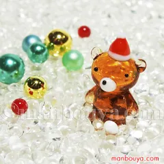 クリスマス 飾り ガラス細工 ミニチュア 動物 グラススクエア プチシリーズ サンタクマ