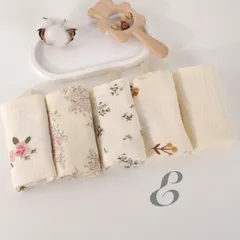 新品【5枚セット E】ガーゼハンカチ くすみ 無地 ベビー 赤ちゃん 5枚セット ガーゼタオル 綿100