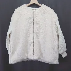 ◇ ⊇ mil ミル キルティング フェイクファー 長袖 ノーカラー ジャケット コート サイズS アイボリー系 レディース E  【1507100014474】