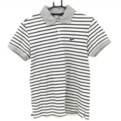 ナイキ 半袖ポロシャツ 白×グレー×黒 ボーダー メンズ L ゴルフウェア NIKE