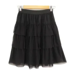クミキョク 組曲 KUMIKYOKU スカート フリル ティアード シフォン 2 黒 ブラック