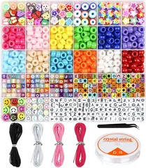 収納ケース付き 手芸用品 DIY用 イヤリング ブレスレット ネックレス 穴付き カラフル アルファベットビーズ ハンドメイドパーツ
