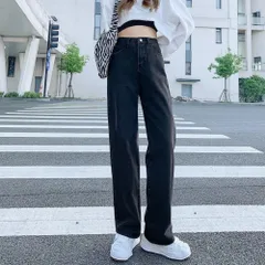 ☆ ブラック ☆ XLサイズ ☆ デニムパンツ ジーンズ デニムパンツ ジーンズ レディース デニムストレートパンツ ストレートパンツ パンツ デニム 長ズボン ズボン ロングパンツ きれいめ カジュアル ポケット シンプル 無地 大人っぽい 大人 デザイン