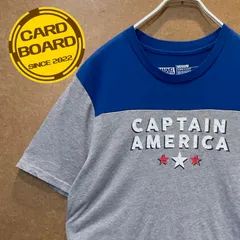US古着 キャプテンアメリカCAPTAIN AMERICA マーベルMARVELアメコミ シンプル半袖tシャツ灰×青M
