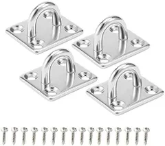 【在庫セール】ZOYUBS パッドアイ アイプレート スクエアパッドアイ スクエアアイプレート ステンレスループ マッチングネジ 壁掛け式 パッドアイ 天井吊り下げ用 304ステンレス鋼 ステンレスループ フック アイ耐久性壁/天井マウントフック 天井フック