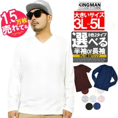 【新品】 【2L～5L ホワイト(長袖)】 Tシャツ メンズ 大きいサイズ Vネック 長袖 無地 テレコ素材 白 黒 青 赤 春 長袖Tシャツ おしゃれ コットン 安い ワークマン プラス