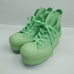 ◇ Θ CONVERSE ALL-STAR アリ柄刺繡 ロゴ装飾 厚底 ハイカットスニーカー サイズ24.5 ライトグリーン レディース メンズ E  【1502180048005】