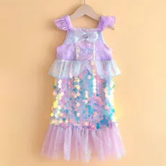 ☆ パープル ☆ 140cm ☆ キッズ 子供 プリンセスドレス ドレス 子供 パープル キッズドレス マーメード ワンピースドレス 子供ドレス 紫 フィッシュテールドレス なりきり プリンセス 子供服 プリンセスドレス 子ども キッズ 女の子 ガールズ