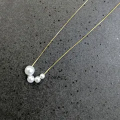 ゴールド　金　パール　ネックレス アクセサリー　上品　華奢　高見え　流行　高級感