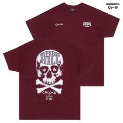CYPRESS HILL × CROOKS & CASTLES CROSS BONES Tシャツ【BURGUNDY】クルックスアンドキャッスルズ サイプレスヒル T-SHIRTS TEE 半袖 ショートスリーブ コラボ ラップT
