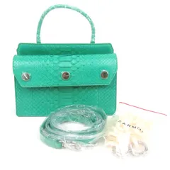 ZARMOI ダイアモンド パイソン レザー ハンドバッグ ショルダーバッグ 3way 未使用 鞄 ブランド レディース グリーン bag