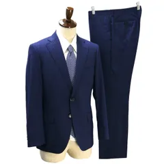 Mr.JUNKO 2つボタン シングルスーツ 袖口4つボタン A4 S ダークネイビー ストライプ ノータック 本切羽 春夏 MJ160104  4NL051 【送料無料】【中古】【メンズビジネス】202412