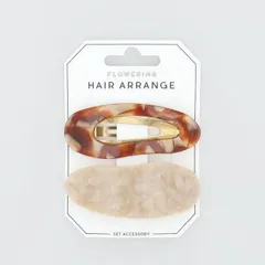 フラワーリング トップピン アセチオーバル 2本セット ブラウン HTP0111-BR