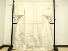 平和屋着物＊夏物　訪問着　生紬　草花文　正絹　逸品　DAAS4278du