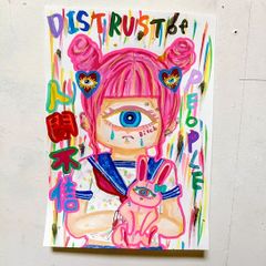 【S4号/一点物イラストアート】平成ギャルちゃん-ケツルルバージョン S4号/一点物イラストアート】平成ギャルちゃん-ケツルル