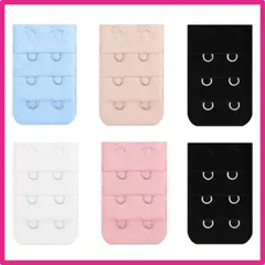 Color:3段2フック [VEAGIA] ブラジャー 延長ホック【5色 6個入り】三列ボタン ランジェリーエクステンションバックル ブラジャー延長バックル 衣類アクセサリー ポータビリティ 実用性 耐久性 (3段2フック)