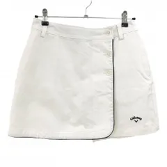 キャロウェイ キュロットスカート 白×黒 パイピングライン ストレッチ ロゴ刺しゅう レディース L ゴルフウェア Callaway