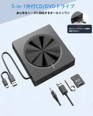 5in1 外付CD/DVDドライブ 光学ドライブ 高速 読み出し&書き込み多機能