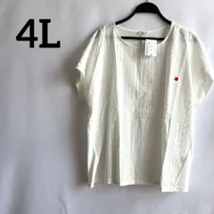 訳あり新品未使用タグ付き4L白ホワイト半袖ブラウス刺繍花柄トップス上品高級感