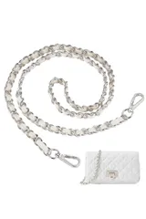 【特価セール】(チェーン 約120cm バッグ用 白＋銀) バッグ用 ラップ 単品 ショルダースト ショルダースト 持ち手ストラップ 交換用 バッグ修理 ひも ショルダーバッグ チェーンショルダーストラップ ショルダーストラップ [VEAGIA]