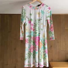レオナール　カンカン素材 花柄ワンピース アイボリー ひざ丈総柄 ロング Ｍ レオナール カンカン素材 花柄ワンピース アイボリー 近年 S〜M - メルカリ