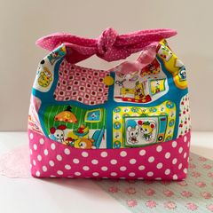 リボン結びのお弁当袋☆保温保冷ランチバッグ☆ハニーチューン☆昭和レトロ☆レトロ