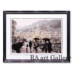 ジェームス・リジィ タクシー 風景画 ポップアート 特別額装 原画 絵画 真作 ジェームス・リジィ A taxi and some pigeons 風景画 タクシー