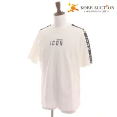 ■ ディースクエアード Tシャツ 半袖 トップス ICON ロゴ 綿100％ メンズ L ホワイト タグ付き 未使用