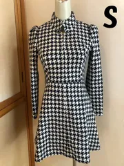 ヴィンテージ　ビンテージ　古着　ワンピース　1970年代　Sサイズ　7号　千鳥格子　ミニ丈　RAC TOKYO ウール100％（毛100％）裏地付き