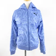 プーマ PUMA リバーシブルパーカー 長袖 ジップアップ 総柄 青 M *A783