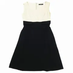 FOXEY フォクシー バイカラー ワンピース ノースリーブ ひざ丈 スクエアネック 28415 サイズ38 S ベージュ 黒 レディース 【中古】