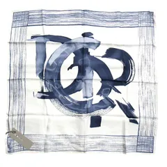 未使用 22aw ディオール DIOR ジャック・ケルアック JACK KEROUAC ロゴ スカーフ シルク コラボ 04B1068A0718 白 ホワイト 紺 ネイビー メンズ ▽１