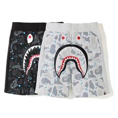 【A BATHING APE 】新品 アベイシングエイプ 大人気  Shark シャーク光る ショットパンツ  男女兼用 ゆったり 春夏  ZXC178