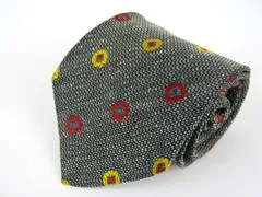 クリツィア ブランドネクタイ 総柄 サークル柄 シルク イタリア製 メンズ グレー KRIZIA 【中古】