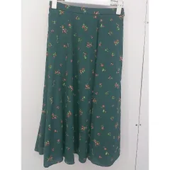 ◇ MACKINTOSH PHILOSOPHY マッキントッシュ フィロソフィー 花柄 膝下丈 フレア スカート サイズ34 グリーン レディース  【1202240002038】