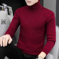 [M]メンズ ファッション 服 男性用 オシャレ シンプル 大人 かっこいい 大きいサイズ ストリート 紳士服 バーガンディ インナー シャツ タートルネックセーター 干支 服