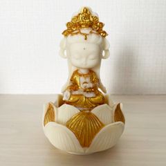 観音菩薩 ぼさつさま 観音様 蓮セット 象牙椰子 タグアナッツ アイボリーナッツ 置物 仏像 オブジェ