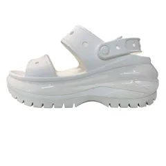 ♪3026 クロックス クラシック メガクラッシュ サンダル crocs CLASSIC MEGA CRUSH SANDAL BONE 207989  厚底 プラットフォーム スライド ミュール  ホワイト 中古 美品 207989 W7 約23㎝