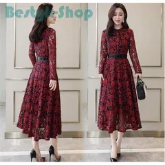 ワンピース レディース 40代 ロングワンピース きれいめ レースワンピース ロング丈 ベルト付き フォーマルワンピース パーディ お呼ばれ 結婚式 上品 30代40代