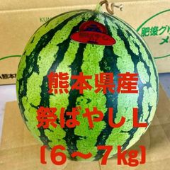 【産地直送・訳あり・即日発送可】熊本県産　大玉スイカ　祭ばやしＬ玉（６～７ｋｇ）　訳あり品　優品