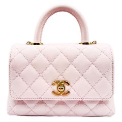 シャネル(CHANEL) ココハンドルXXS 2WAYバッグ  ピンク キャビアスキン ゴールド金具 AS2215 プレート 新品同様 レディース ショルダーバッグ ハンドバッグ