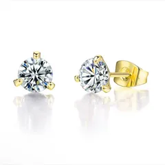 一石 ラウンド 5mm CZダイヤ 3爪 シンプル ピアス