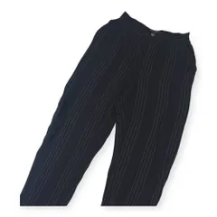 イタリア製 CORDIER コルディア ストライプ サマー スラックス パンツ 42 /黒 ブラック/レディース