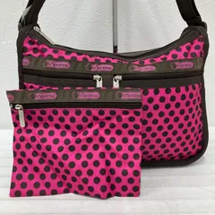 4730　良品　LeSportsac レスポートサック　デラックスエブリデイ ショルダーバッグ　クロスボディ　肩がけ　斜めがけ　ピンク　ドット　丸　茶　ブラウン　ポーチ付き　タグ付き TRUFFLE DOT