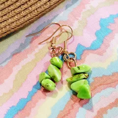 ストーン ドロップ ピアス ネオンカラー イエローグリーン