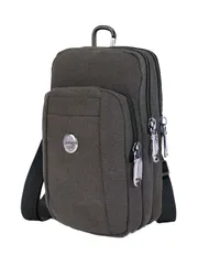 [FairyPomu] スマホポーチ スマホショルダー ウエストポーチ ベルトポーチ ショルダーバッグ カラビナ付き サコッシュ 斜めがけ 多機能 コンパクト メンズ (ブラック) [ブラック]