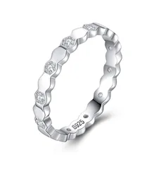 【新着商品】CZダイヤモンド シルバー925 ジルコニア エタニティ 幾何 永遠 リング アクセサリー レディース 積み重ね可能 婚約 指輪 プレゼント Jewelry] 結婚式 [Bellitia プロポーズ