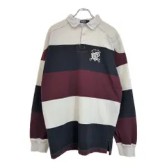 90年代 USA製 Polo by Ralph Lauren ポロ ラルフローレン ラガーシャツ ポロシャツ ボーダー(メンズ L相当)中古 古着 U6165