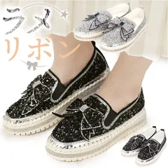 ☆ 39(24cm) ☆ スリッポン ローファー レディース 靴 pmysr001 大人 厚底 スリッポン スニーカー 靴 くつ シューズ インヒール フラットシューズ おしゃれ レディース スパンコール リボン サイドゴア 履きやすい 歩きやすい